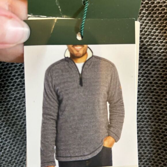 New Orvis Men Fleece Lined 1/4 Zip Pullover Black & White Medium - Picture 8 of 15